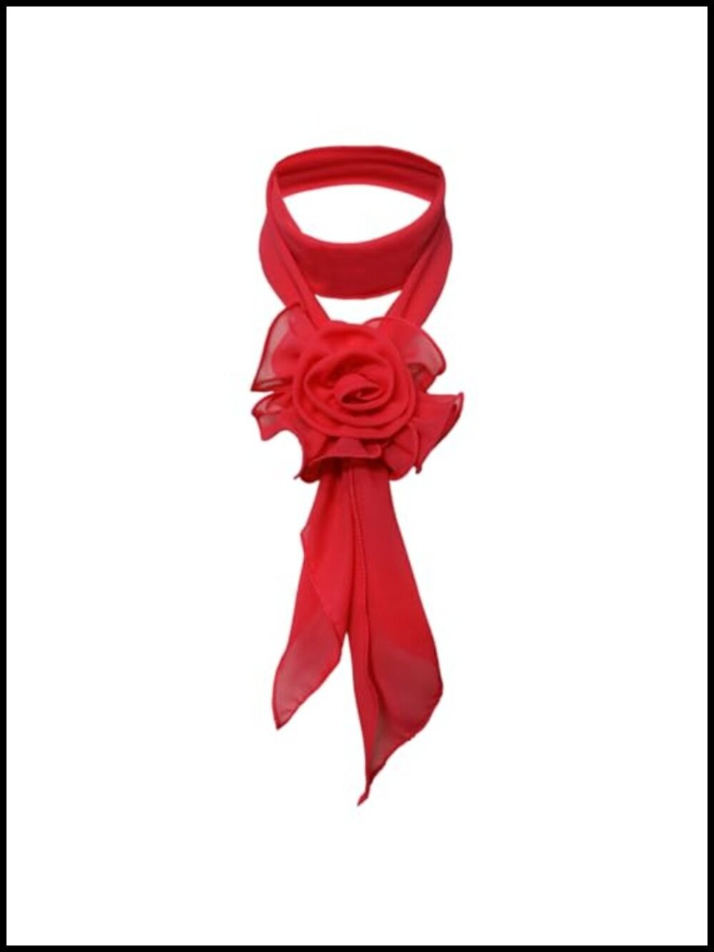 Women's Sheer Silk Scarf with Floral Clip | Small Neck Scarf